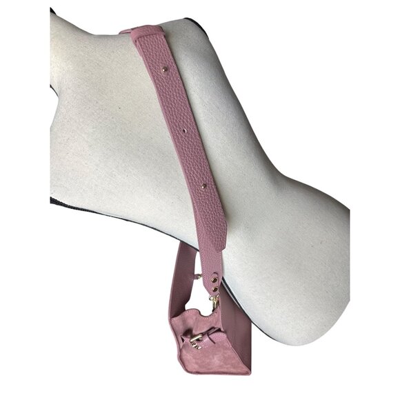 Anna Paola Handbag NEW Mauve Italian Pink Leather Adjustable Strap Gold Hardware - Picture 3 of 7